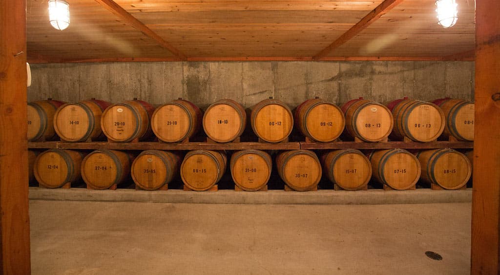 Barrel cellar under the tasting room at Pellegrini Vineyards in Cutchogue